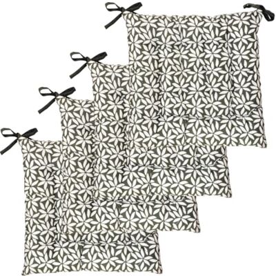Atout Ciel Set med 4 tvåfärgade fyrkantiga stolsöverdrag 40 x 40 cm, khaki tryckt/enfärgad Atout Ciel Set med 4 tvåfärgade fyrkantiga stolsöverdrag 40 x 40 cm, khaki tryckt/enfärgad