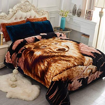 JML Fleecefilt, plyschfilt king size 215 cm x 236 cm, 4,5 kg tung koreansk mink-filt – silkeslen mjuk och varm, 2 lager A&B tryckt Raschel sängfilt, vargar JML Fleecefilt, plyschfilt king size 215 cm x 236 cm, 4,5 kg tung koreansk mink-filt – silkeslen mjuk och varm, 2 lager A&B tryckt Raschel sängfilt, vargar