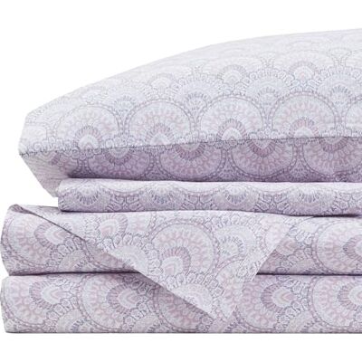 Comfort Spaces Komfortutrymmen 100% bomullslakanset andas, lätt, mjuk med 35 cm elastisk ficka passar upp till 40 cm madrass, mysiga sängkläder för alla årstider, matchande kuddfodral, Queen Tabitha lila 4 delar Comfort Spaces Komfortutrymmen 100% bomullslakanset andas, lätt, mjuk med 35 cm elastisk ficka passar upp till 40 cm madrass, mysiga sängkläder för alla årstider, matchande kuddfodral, Queen Tabitha lila 4 delar