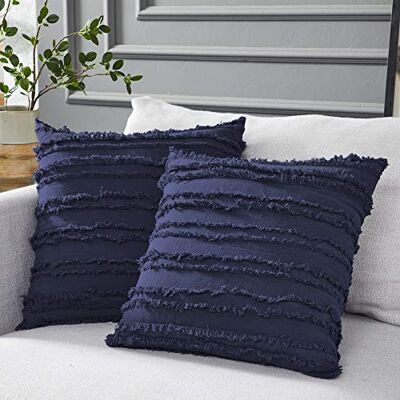 Longhui bedding Longhui sängkläder marinblå bomullslinje prydnadskudde överdrag för soffa soffa, dekorativa kuddöverdrag, 45 x 45 cm, 2 stycken Longhui bedding Longhui sängkläder marinblå bomullslinje prydnadskudde överdrag för soffa soffa, dekorativa kuddöverdrag, 45 x 45 cm, 2 stycken