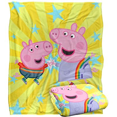 LOGOVISION Peppa Pig barn silkeslen touch filt, 152 x 127 cm hög fem peppa och George LOGOVISION Peppa Pig barn silkeslen touch filt, 152 x 127 cm hög fem peppa och George