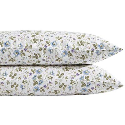 Laura Ashley Home Standard örngottsset, bomull satin sängkläder, slät och skrynkelbeständig (vårblomma pastellblå, 2 delar) Laura Ashley Home Standard örngottsset, bomull satin sängkläder, slät och skrynkelbeständig (vårblomma pastellblå, 2 delar)