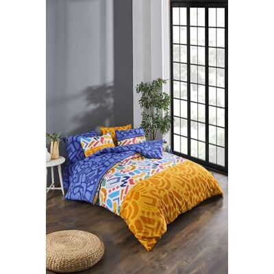 Nuit Des Rêves Double Quilt Cover Set (200 x 200 cm), 65% bomull/35% polyester, 2 örngott (80 x 80 cm), pigment tryckt, maskintvättbart, elegant design Nuit Des Rêves Double Quilt Cover Set (200 x 200 cm), 65% bomull/35% polyester, 2 örngott (80 x 80 cm), pigment tryckt, maskintvättbart, elegant design