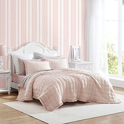Laura Ashley - Twin Quilt Set, Reversible Bedding Set Including Sham(s), All Season Farmhouse Home Décor (Hailee Pink, Twin) Laura Ashley - Twin Quilt Set, Reversible Bedding Set Including Sham(s), All Season Farmhouse Home Décor (Hailee Pink, Twin)