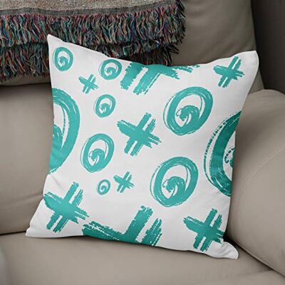 Bonamaison dekorativt kuddöverdrag turkos, vit prydnadskuddöverdrag, heminredning örngott för vardagsrum, soffa, sovrum, storlek: 50 x 50 cm – designad och tillverkad i Turkiet Bonamaison dekorativt kuddöverdrag turkos, vit prydnadskuddöverdrag, heminredning örngott för vardagsrum, soffa, sovrum, storlek: 50 x 50 cm – designad och tillverkad i Turkiet