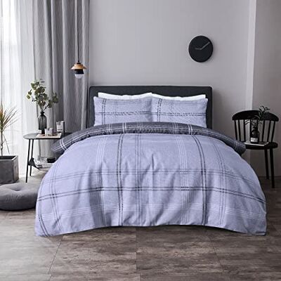 Sleepdown Våffelgrå rutig vändbart påslakan täcke örngott sängklädesset mjuk enkel skötsel – dubbel (200 cm x 200 cm Sleepdown Våffelgrå rutig vändbart påslakan täcke örngott sängklädesset mjuk enkel skötsel – dubbel (200 cm x 200 cm