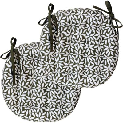 Atout Ciel Set med 2 tvåfärgade runda stolsöverdrag D 40 cm, khaki tryckt/enfärgad Atout Ciel Set med 2 tvåfärgade runda stolsöverdrag D 40 cm, khaki tryckt/enfärgad