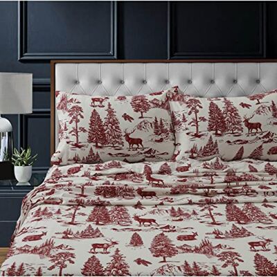 Tribeca Living MTOILSHEETKIDR djup ficklakanset king, hjortleksak röd Tribeca Living MTOILSHEETKIDR djup ficklakanset king, hjortleksak röd