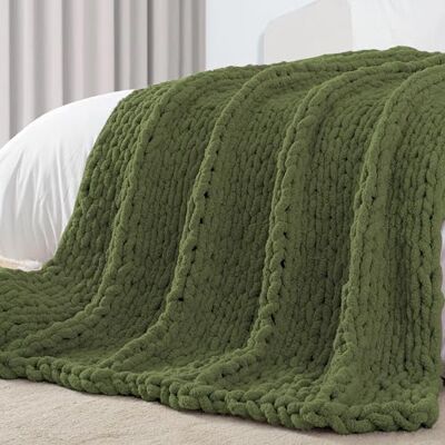 Carriediosa Tjock stickad filt 50 tum x 60 tum, 100% handgjord stor Chenille-ögla garn mjuka fluffiga överkast för bäddsoffa, stor virkning mysig tung tjock kabelvävd filt, olivgrön Carriediosa Tjock stickad filt 50 tum x 60 tum, 100% handgjord stor Chenille-ögla garn mjuka fluffiga överkast för bäddsoffa, stor virkning mysig tung tjock kabelvävd filt, olivgrön