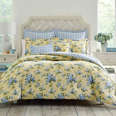 Laura Ashley Dubbelt påslakanset, vändbart bäddset i bomull, inkluderar matchande örngott med bonus Euro Sham (ar) och överdrag för prydnadskuddar (assidy gul, tvilling) Laura Ashley Dubbelt påslakanset, vändbart bäddset i bomull, inkluderar matchande örngott med bonus Euro Sham (ar) och överdrag för prydnadskuddar (assidy gul, tvilling)