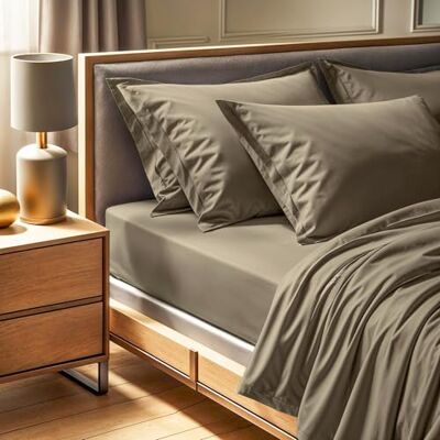 Nuit Des Rêves Premium Ranforce Super King Fitted Sheet, 180 x 200 + 30 cm, 100% bomull, 155 trådantal: beige maskintvättbar i 30 °C mjuk och hållbar Nuit Des Rêves Premium Ranforce Super King Fitted Sheet, 180 x 200 + 30 cm, 100% bomull, 155 trådantal: beige maskintvättbar i 30 °C mjuk och hållbar