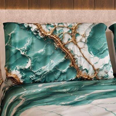 PETTI Artigiani Italiani MARBLELIZED Ett par kuddfodral med dubbelsidig utskrift, 50 x 80 cm, örngott med elegant blå marmoreffekt, som present, 100% tillverkad i Italien PETTI Artigiani Italiani MARBLELIZED Ett par kuddfodral med dubbelsidig utskrift, 50 x 80 cm, örngott med elegant blå marmoreffekt, som present, 100% tillverkad i Italien