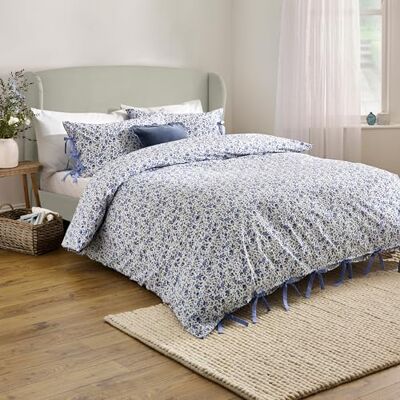 furn. Wylder Nature Hannah påslakanset – 100% tumlad bomull blommiga sängkläder med rosettstängning (blå – kung) furn. Wylder Nature Hannah påslakanset – 100% tumlad bomull blommiga sängkläder med rosettstängning (blå – kung)