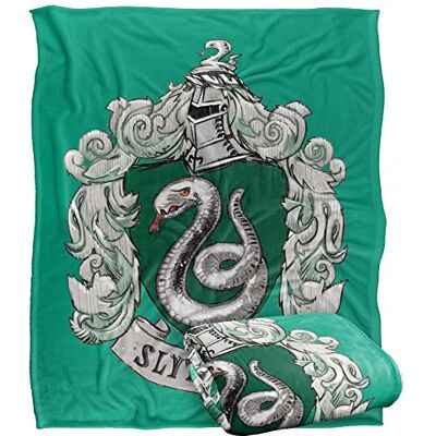 LOGOVISION HARRY POTTER Slytherin grovt vapen officiellt licensierad silkeslen touch supermjuk filt 152 x 127 cm LOGOVISION HARRY POTTER Slytherin grovt vapen officiellt licensierad silkeslen touch supermjuk filt 152 x 127 cm