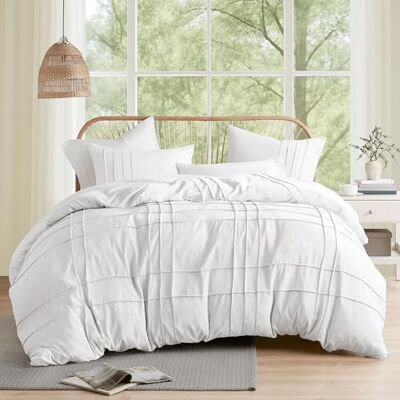 Comfort Spaces vit king size påslakanset – 3 delar pintuck veckat påslakan kung, lätt alla årstider, extra mjukhet, förtvättad mikrofiber king sängkläder, örngott, kung/alkung Comfort Spaces vit king size påslakanset – 3 delar pintuck veckat påslakan kung, lätt alla årstider, extra mjukhet, förtvättad mikrofiber king sängkläder, örngott, kung/alkung