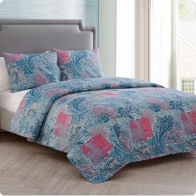 VCNY Home 3-delat Pinsonic vändbart sängklädesset, polyester, multi, full/drottning VCNY Home 3-delat Pinsonic vändbart sängklädesset, polyester, multi, full/drottning