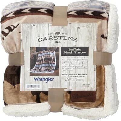 Carstens , INC. Wrangler Ultra Premium Supermjuka Plysch Sherpa Fleece Stor Filt 137 cm x 172 cm, Buffalo. Carstens , INC. Wrangler Ultra Premium Supermjuka Plysch Sherpa Fleece Stor Filt 137 cm x 172 cm, Buffalo.