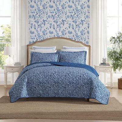 Laura Ashley supermjuka tygsängkläder med matchande örngott, toalettinspirerat tryck, blommigt nödvändigheter för hemmet, blå, tvilling Laura Ashley supermjuka tygsängkläder med matchande örngott, toalettinspirerat tryck, blommigt nödvändigheter för hemmet, blå, tvilling
