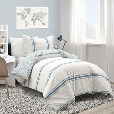 Lush Decor Bondgård rand tillbaka till campus 100% bomull 2-delat påslakanset, tvilling-XL, blå Lush Decor Bondgård rand tillbaka till campus 100% bomull 2-delat påslakanset, tvilling-XL, blå
