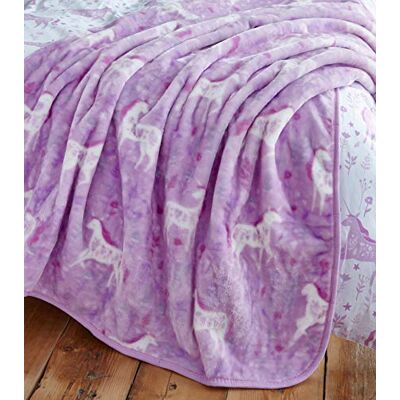 Catherine Lansfield barn folk enhörning mysig fleece 120 x 150 cm filt överkast rosa Catherine Lansfield barn folk enhörning mysig fleece 120 x 150 cm filt överkast rosa