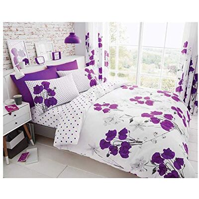GC GAVENO CAVAILIA Gaveno Cavailia Wisteria lyxig sänguppsättning med påslakan och kuddfodral, polyesterbomull Double Poppy Aubergine GC GAVENO CAVAILIA Gaveno Cavailia Wisteria lyxig sänguppsättning med påslakan och kuddfodral, polyesterbomull Double Poppy Aubergine