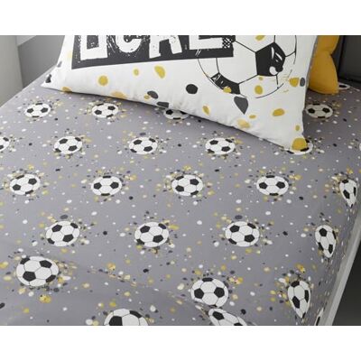 Bedding Bedlam – grått fotbollslakan – enkelt dra-på-lakan (190 x 90 x 25 cm) – dra-på-lakan för fotboll i grått – fotbollssängkläder för pojkar – sänglakan med fotboll Bedding Bedlam – grått fotbollslakan – enkelt dra-på-lakan (190 x 90 x 25 cm) – dra-på-lakan för fotboll i grått – fotbollssängkläder för pojkar – sänglakan med fotboll