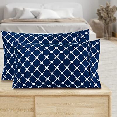 Elegant Comfort Mönster tryckta örngott 2-delat set egyptisk kvalitet 1 500 trådantal tidlösa klassiska mönster mjuk och slät väv, skrynkelbeständig, Bloomingdale Queen örngott, marinblå Elegant Comfort Mönster tryckta örngott 2-delat set egyptisk kvalitet 1 500 trådantal tidlösa klassiska mönster mjuk och slät väv, skrynkelbeständig, Bloomingdale Queen örngott, marinblå