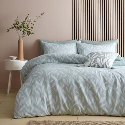 Appletree – mintgrönt jacquardlöv påslakan – super king sängkläder storlek (260 x 220 cm) – hållbar återvunnen polyester – 2 örngott – vita löv sängkläder i grönt – grönt blommigt påslakanset Appletree – mintgrönt jacquardlöv påslakan – super king sängkläder storlek (260 x 220 cm) – hållbar återvunnen polyester – 2 örngott – vita löv sängkläder i grönt – grönt blommigt påslakanset