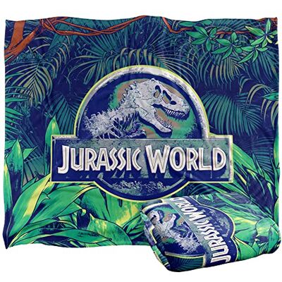 LOGOVISION Jurassic World Jurassic World Jungle logo officiellt licensierad silkeslen touch supermjuk filt 152 x 127 cm LOGOVISION Jurassic World Jurassic World Jungle logo officiellt licensierad silkeslen touch supermjuk filt 152 x 127 cm
