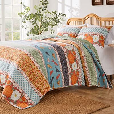 Greenland Home Fashions Greenland Home barfota bungalow Carlie täckeset, 3-delad hel/drottning, kalikoränder Greenland Home Fashions Greenland Home barfota bungalow Carlie täckeset, 3-delad hel/drottning, kalikoränder