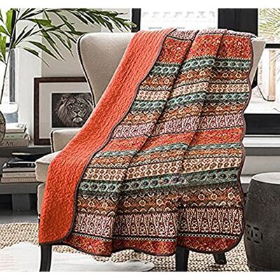 Cozyholy Boho-täcke full drottning storlek 100% bomull quiltad filt färgglad bohemisk randigt överkast överdrag vändbar lätt söm vintage sängöverdrag överkast filt för soffa orange Cozyholy Boho-täcke full drottning storlek 100% bomull quiltad filt färgglad bohemisk randigt överkast överdrag vändbar lätt söm vintage sängöverdrag överkast filt för soffa orange