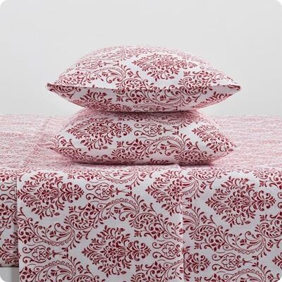Elie Tahari Tahari Home Damastsamling röd/vit mysig trippel borstad bomull flanell sänglakan, helt, 4 delar Elie Tahari Tahari Home Damastsamling röd/vit mysig trippel borstad bomull flanell sänglakan, helt, 4 delar