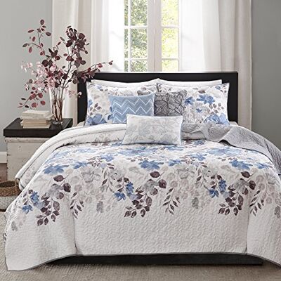 Madison Park Luna King/Cal King Size Quilt Bedding Set Taupe, Purple, Floral, Leaf – 6 Piece Bedding Quilt Coverlets – Ultra Soft Microfiber with Cotton Filling Bed Quilts Quilted Coverlet Madison Park Luna King/Cal King Size Quilt Bedding Set Taupe, Purple, Floral, Leaf – 6 Piece Bedding Quilt Coverlets – Ultra Soft Microfiber with Cotton Filling Bed Quilts Quilted Coverlet