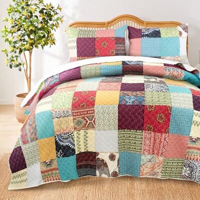Greenland Home Fashions Greenland Home Renee Upcycle unikt kvarvarande tyg bomull fodrad täckeset, 2-delad tvilling/XL Greenland Home Fashions Greenland Home Renee Upcycle unikt kvarvarande tyg bomull fodrad täckeset, 2-delad tvilling/XL