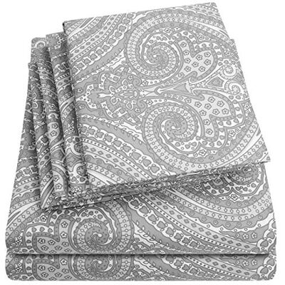 Sweet Home Collection Cal King Size sänglakan – 6 delar, 1500 Supreme-kollektionen, fin, borstad mikrofiber, djupa fickor, california king lakanset, sängkläder – 2 extra örngott, california king, grå (Paisley Gray) Sweet Home Collection Cal King Size sänglakan – 6 delar, 1500 Supreme-kollektionen, fin, borstad mikrofiber, djupa fickor, california king lakanset, sängkläder – 2 extra örngott, california king, grå (Paisley Gray)