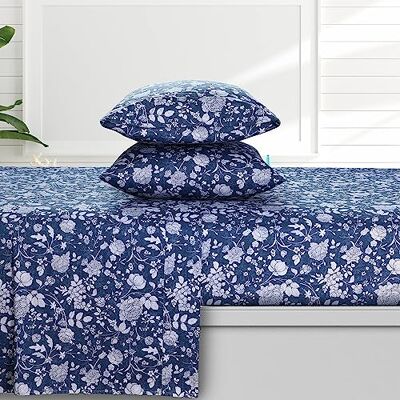 AZORES HOME Kate 300 trådantal organisk bomull djup ficklakan set kung, mörkblå (KATEORGSHEKI) AZORES HOME Kate 300 trådantal organisk bomull djup ficklakan set kung, mörkblå (KATEORGSHEKI)