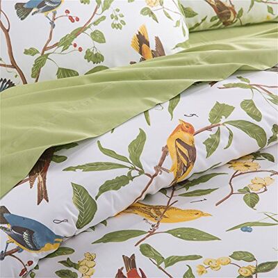 Brandream Påslakan, king size, 3-delat bondgård, blommigt sängklädesset, pastoral stil, stilig, elegant, 100% egyptisk bomull, 1 påslakan med knappstängning och 2 örngott, grön Brandream Påslakan, king size, 3-delat bondgård, blommigt sängklädesset, pastoral stil, stilig, elegant, 100% egyptisk bomull, 1 påslakan med knappstängning och 2 örngott, grön