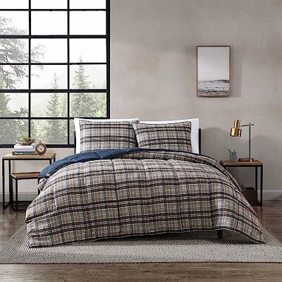 Eddie Bauer - King Comforter Set, Reversible Microsuede Bedding with Matching Sham(s), Casual Home Decor (Rugged Plaid Brown, King) Eddie Bauer - King Comforter Set, Reversible Microsuede Bedding with Matching Sham(s), Casual Home Decor (Rugged Plaid Brown, King)