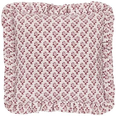 furn. Ugn Lulah Block tryckt volang kuddfodral – linne/röd – 45 x 45 cm furn. Ugn Lulah Block tryckt volang kuddfodral – linne/röd – 45 x 45 cm