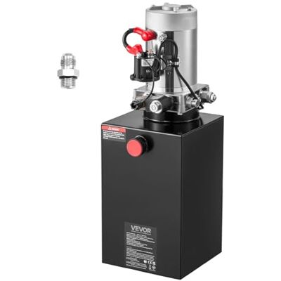 VEVOR 10 Qt Hydraulisk enhet enkel tippvagnspump, maximalt öppningstryck 22 MPa och flödeshastighet 3,4 l/min, 12 V DC hydraulpump med metallbehållare för tippvagn, svart VEVOR 10 Qt Hydraulisk enhet enkel tippvagnspump, maximalt öppningstryck 22 MPa och flödeshastighet 3,4 l/min, 12 V DC hydraulpump med metallbehållare för tippvagn, svart