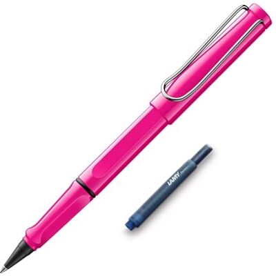 Lamy safari roll-ink rosa bläckpatronroller – tidlös klassisk penna med ergonomiskt handtag och linjebredd M, hölje av robust ASA-plast – inkl. bläckpatron + extra patron Lamy safari roll-ink rosa bläckpatronroller – tidlös klassisk penna med ergonomiskt handtag och linjebredd M, hölje av robust ASA-plast – inkl. bläckpatron + extra patron