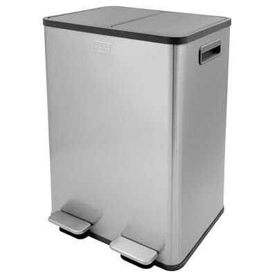 Black & Decker slimline pedal tunna med mjukt stängningslock 40 l Duo, sopkorg 40L Duo Recycling Bin Kall grå Black & Decker slimline pedal tunna med mjukt stängningslock 40 l Duo, sopkorg 40L Duo Recycling Bin Kall grå