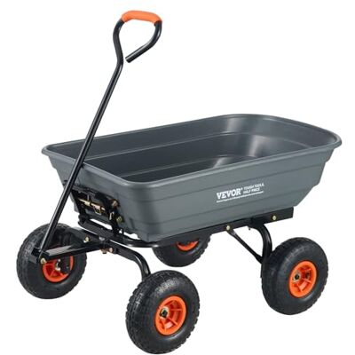 VEVOR Dumpvagn, Poly trädgårdsdumpvagn med lätt att montera stålram, dumpvagn med 2-i-1 konvertibelt handtag, verktygskanna 272 kg kapacitet, 25 cm däck VEVOR Dumpvagn, Poly trädgårdsdumpvagn med lätt att montera stålram, dumpvagn med 2-i-1 konvertibelt handtag, verktygskanna 272 kg kapacitet, 25 cm däck
