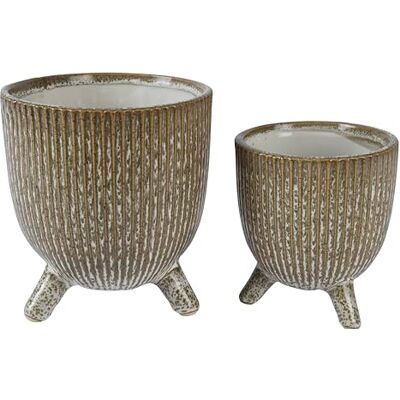 Decoris grön stengods planterare – 14,5 cm diameter, 16 cm höjd, en storlek Decoris grön stengods planterare – 14,5 cm diameter, 16 cm höjd, en storlek
