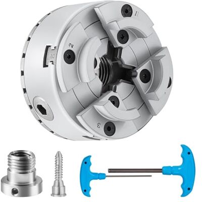 VEVOR Trätornchuck φ 70 mm 4 käftar svarvchuck KP2-3/4 träsvarvchuck självcentrerande verktyg med T-nyckel och tillbehör för svarvar precisionsfräsning VEVOR Trätornchuck φ 70 mm 4 käftar svarvchuck KP2-3/4 träsvarvchuck självcentrerande verktyg med T-nyckel och tillbehör för svarvar precisionsfräsning