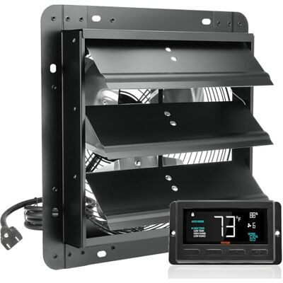 VEVOR Ventilationsfläkt 30,5 cm med temperatur- och fuktighetsregulator, justerbar hastighet för vindsuttag på vinden, 1 500 m³/h, EC-motor, för växthus, garage VEVOR Ventilationsfläkt 30,5 cm med temperatur- och fuktighetsregulator, justerbar hastighet för vindsuttag på vinden, 1 500 m³/h, EC-motor, för växthus, garage