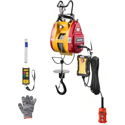 VEVOR Elektrisk vinsch, lastkapacitet 300 kg, bärbar kran med 1 500 W vinsch, lyfthöjd 30 m, hastighet 18,9 m/min med trådlös fjärrkontroll VEVOR Elektrisk vinsch, lastkapacitet 300 kg, bärbar kran med 1 500 W vinsch, lyfthöjd 30 m, hastighet 18,9 m/min med trådlös fjärrkontroll