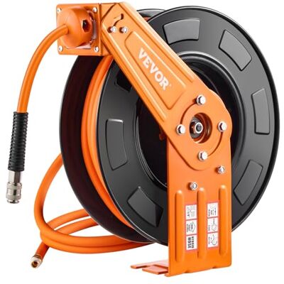 VEVOR Tryckluftsslang slangtrumma, 9,52 mm x 19,81 m hybridluftslang, max. 300 PSI, slangvinda med automatisk rullning och matarkabel, för tak/väggmontering för verkstad och garage VEVOR Tryckluftsslang slangtrumma, 9,52 mm x 19,81 m hybridluftslang, max. 300 PSI, slangvinda med automatisk rullning och matarkabel, för tak/väggmontering för verkstad och garage