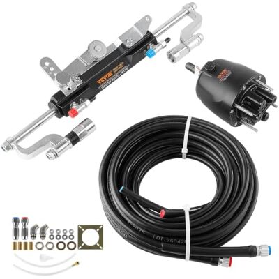 VEVOR Hydrauliskt utombordsstyrset 300 hk med 2,5 MPa styrpump För olika båtmodeller, med 2 x 26-fots högtrycksslangar, 5/16-tums snabbkopplingar och hållbara tätningar VEVOR Hydrauliskt utombordsstyrset 300 hk med 2,5 MPa styrpump För olika båtmodeller, med 2 x 26-fots högtrycksslangar, 5/16-tums snabbkopplingar och hållbara tätningar