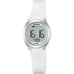 Calypso unisex digital klocka med LCD-urtavla digital display och vit plastrem K5677/1 Calypso unisex digital klocka med LCD-urtavla digital display och vit plastrem K5677/1